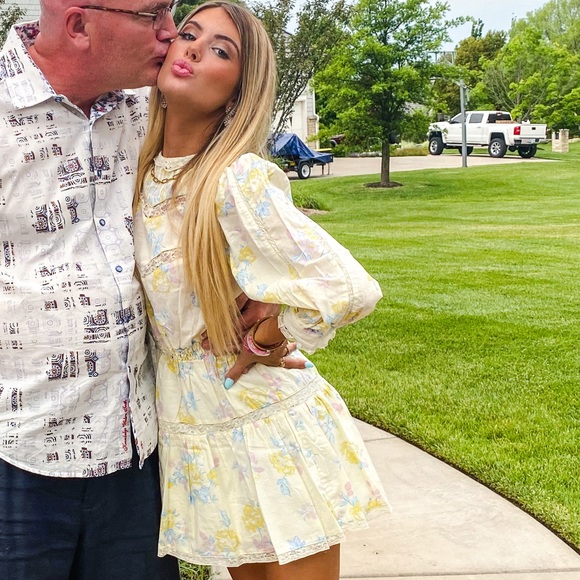 LoveShackFancy x Target Yellow Floral Lace Ruffle Sleeve Dress - Picture 7 of 8